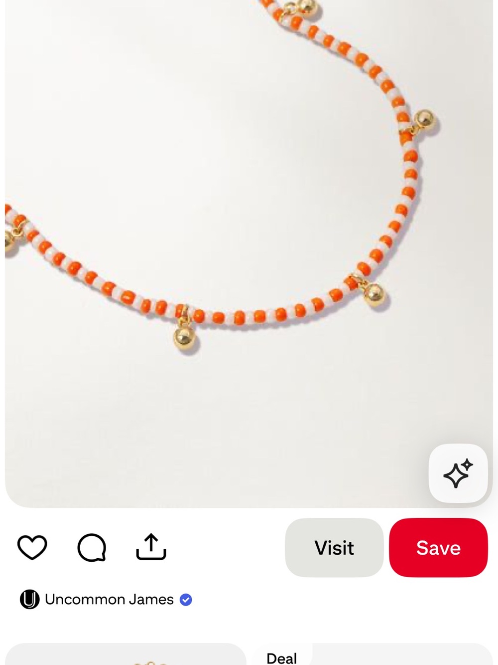 Uncommon James Orange Beaded Necklace with Gold Charms